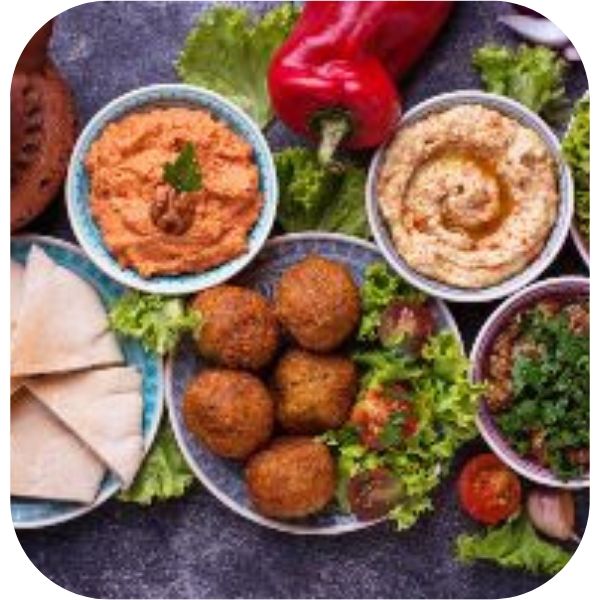 platter of houmous and fresh vegetables